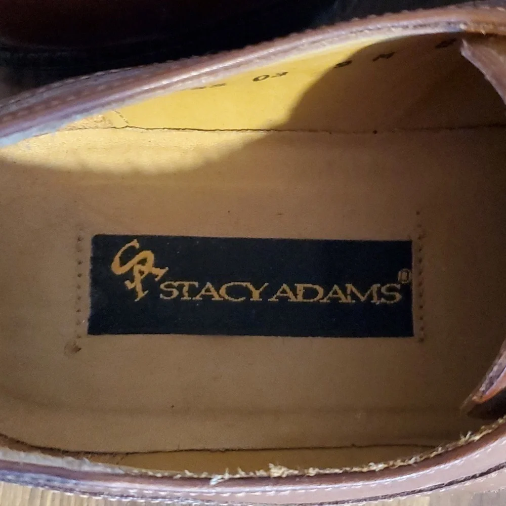 Stacy Adams- Mens Vintage Leather Square Toe Oxfords Business Casual Sz.9